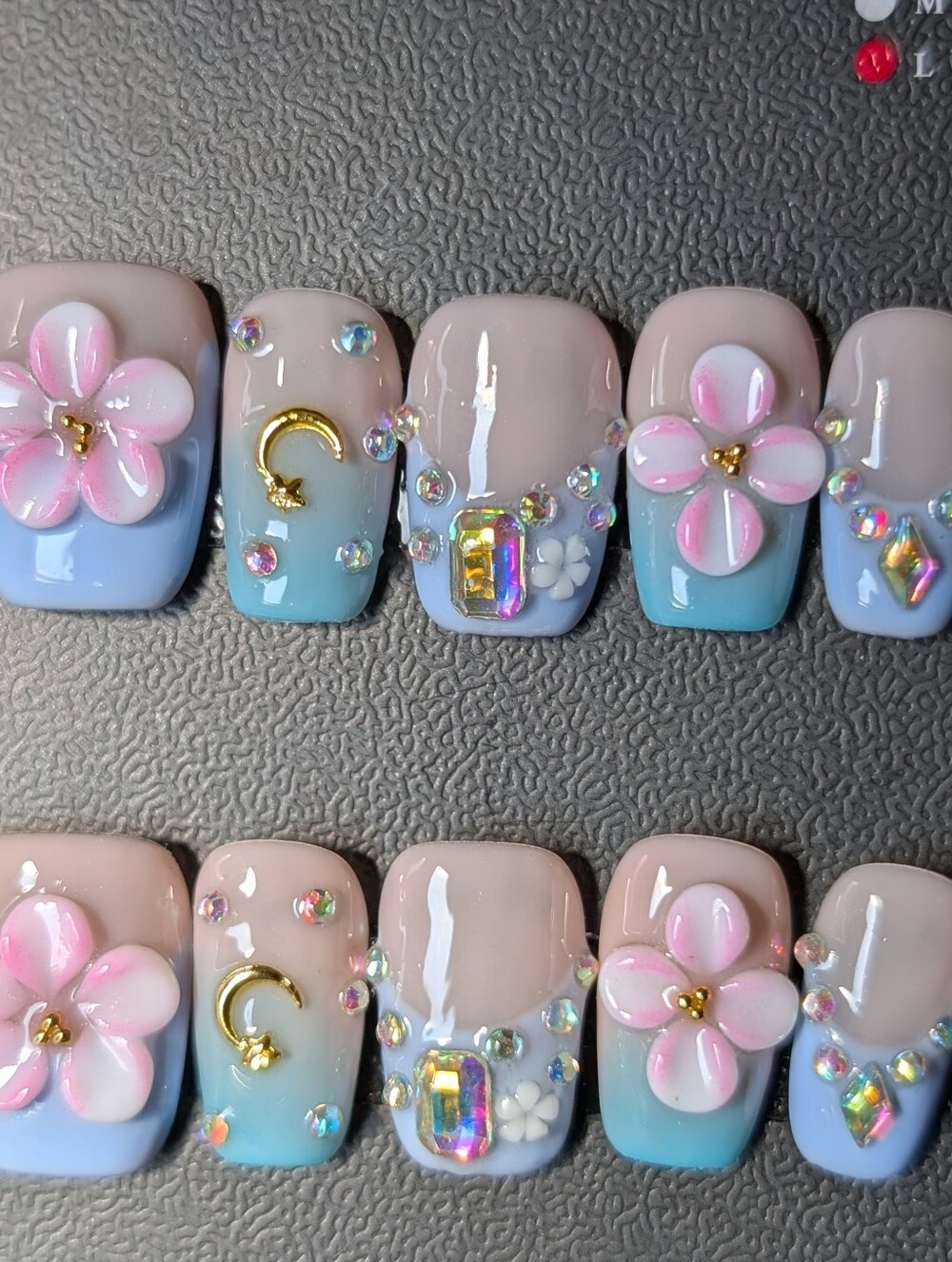❤️ 10pc Handmade Square Coffin Press-On Premium Nails Size: Medium 2.0 #8
